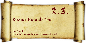 Kozma Bocsárd névjegykártya